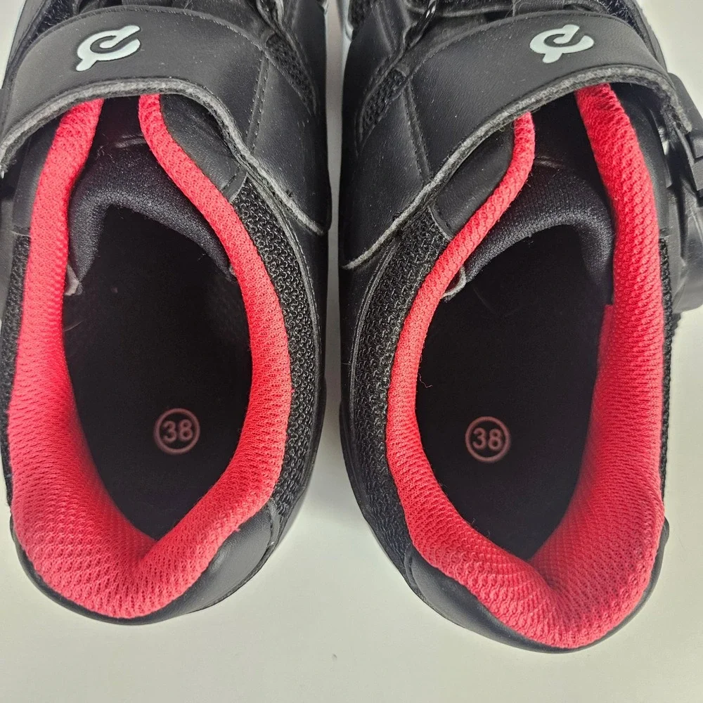 Peloton Indoor Cycling Spin Bike Shoes Black White Red M6 W7.5 EU38 with Cleats